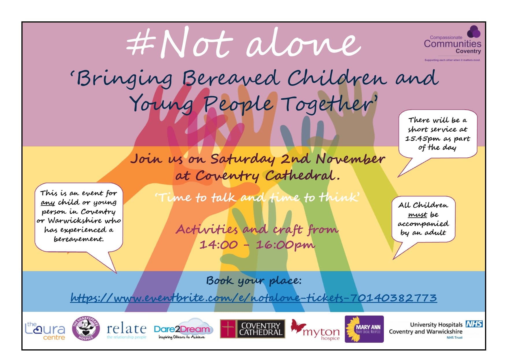 Not Alone Children's Bereavement Event - The Myton Hospices - Warwick - Coventry - Leamington Spa - Rugby