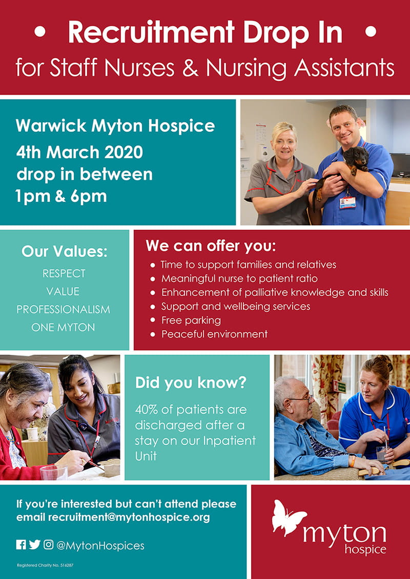 Nurse Recruitment Day - The Myton Hospices - Warwickshire - Rugby - Coventry - Leamington Spa