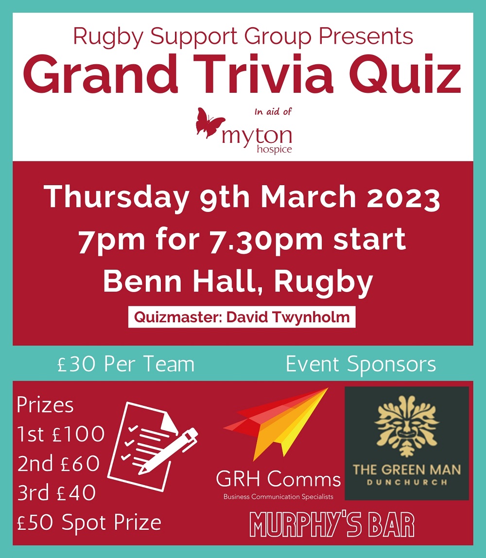 The Myton Hospices - Rugby Grand Quiz 2023 - No CTA