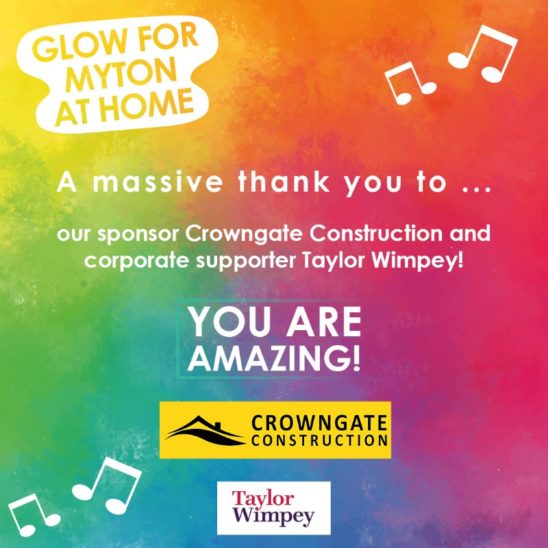 The Myton Hospices - Glow for Myton at Home - Thank You - Warwickshire - Leamington Spa - Rugby - Coventry - Warwick - Crowngate Construction - Taylor Wimpey