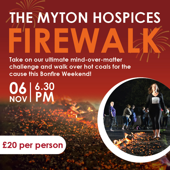 The Myton Hospices - Firewalk 2022 - Mid page Banner