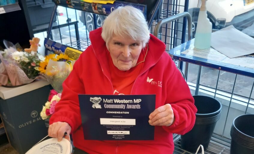 The Myton Hospices - Margaret with her award