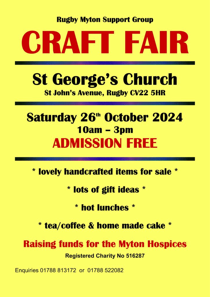 The Myton Hospices - Rugby Myton Support Group Craft Fair poster