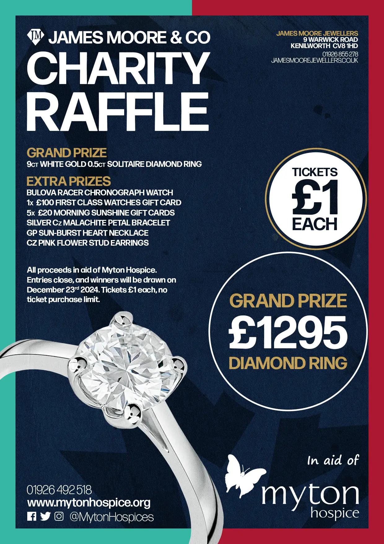 The Myton Hospices - James Moore Jewellers Christmas Raffle Poster