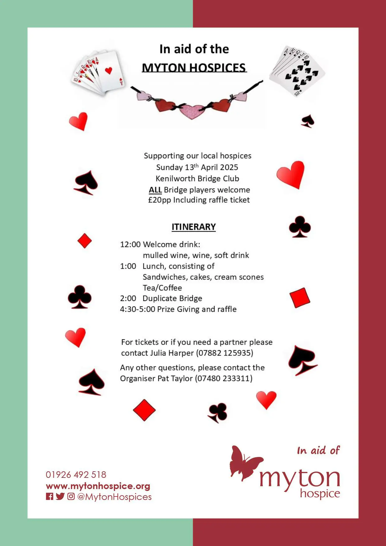 The Myton Hospices - Kenilworth Bridge Club Event Poster