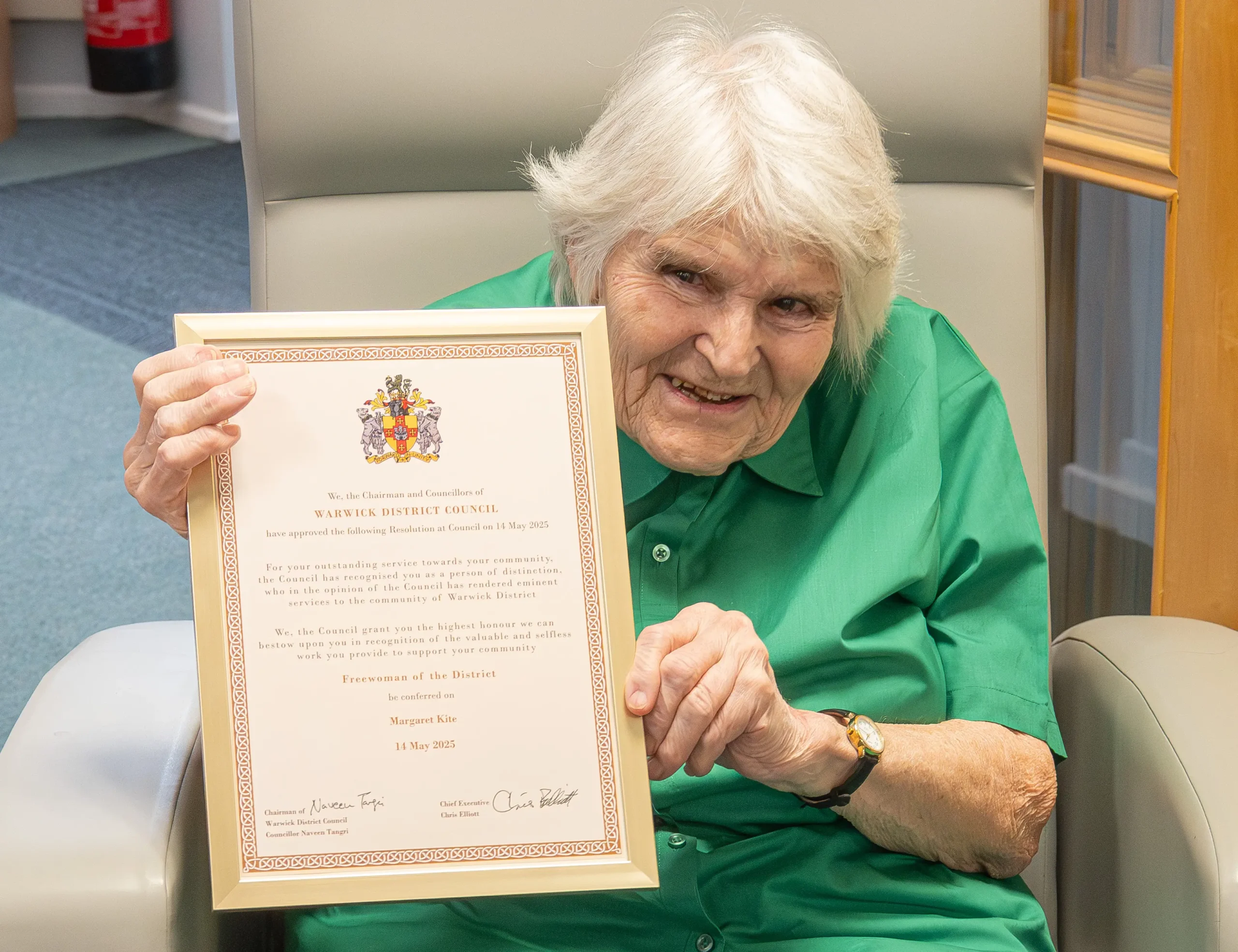 The Myton Hospices - Margaret Kite with her Freedom of the District Award
