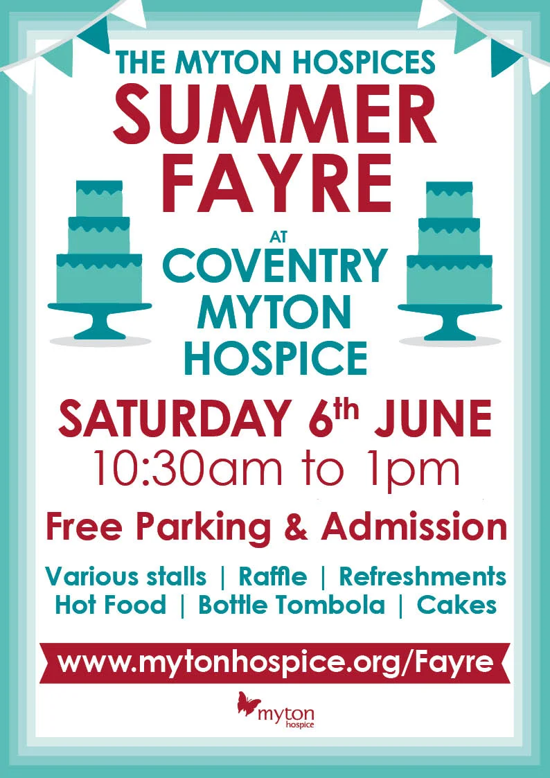 The Myton Hospices - Coventry Summer Fayre 2026 poster