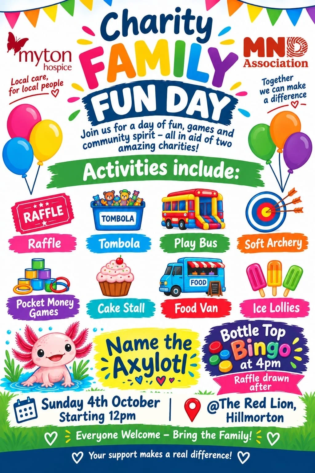The Myton Hospices - Community Event Poster - Family Fun Day at The Red Lion Hillmorton