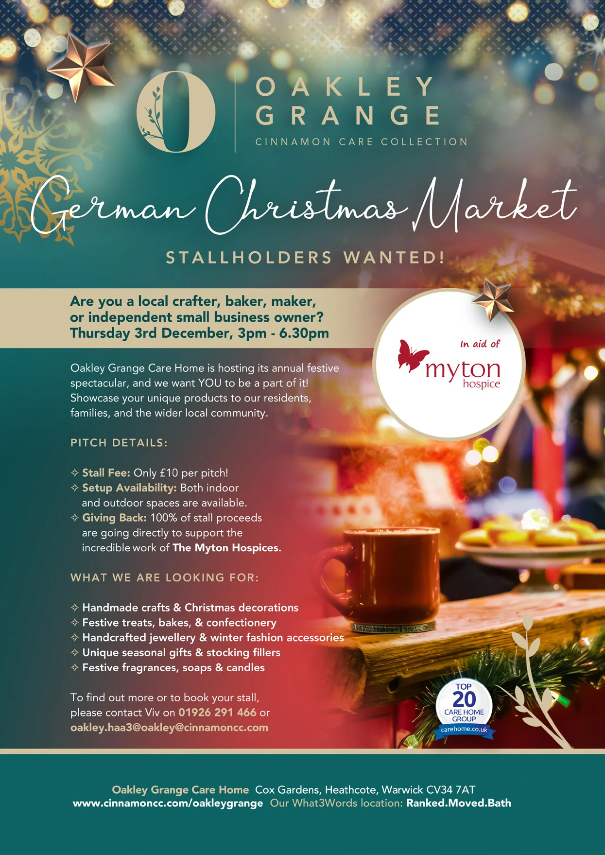 The Myton Hospices - Community Event Poster - Oakley Grange Christmas Market