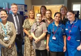 The Myton Hospices - Ruth Freeman, Sarah Faulkner, Jodie Morris with local health and care leaders at Coventry Myton Hospice