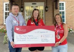 The Myton Hospices - Gill and Teresa's cheque presentation