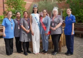 The Myton Hospices - Miss World 2025 and Nurses at Coventry Myton Hospice